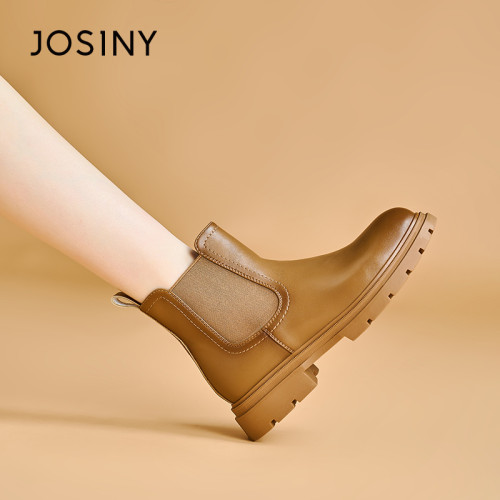 卓詩尼菸筒厚底增高馬丁靴女鞋秋冬加絨短靴軟皮單靴瘦瘦靴子短靴