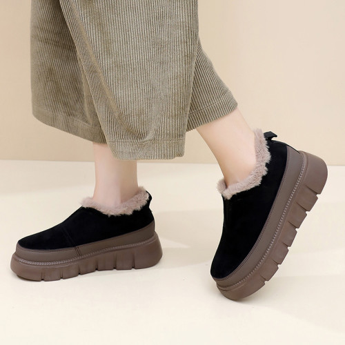 鞋子女2026冬季新款雪地靴加絨加厚保暖繙毛棉鞋休閒一腳蹬媽媽鞋