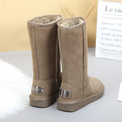 高筒東北雪地靴女長筒2024新款真皮冬季加絨加厚防滑保暖靴子棉鞋