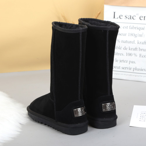 高筒東北雪地靴女長筒2024新款真皮冬季加絨加厚防滑保暖靴子棉鞋