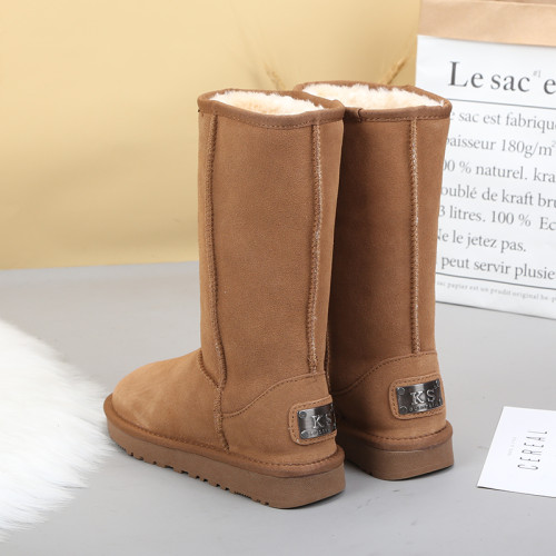 高筒東北雪地靴女長筒2024新款真皮冬季加絨加厚防滑保暖靴子棉鞋