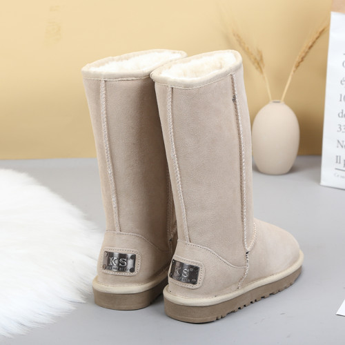 高筒東北雪地靴女長筒2024新款真皮冬季加絨加厚防滑保暖靴子棉鞋