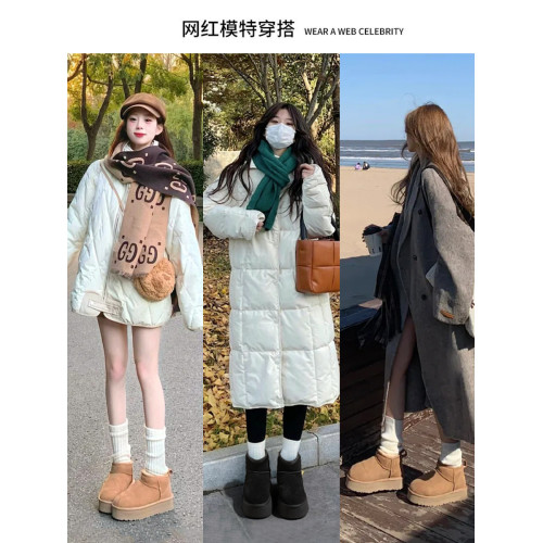 香港GP2025冬新款松糕外穿棉鞋內增高10CM防水加絨超厚底雪地靴女