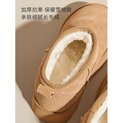 香港GP2025冬新款松糕外穿棉鞋內增高10CM防水加絨超厚底雪地靴女