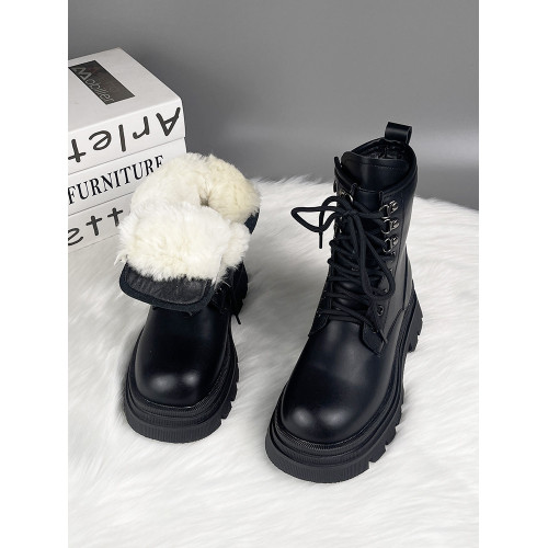 真皮厚底羊毛雪地靴女皮毛一體靴子新款東北大棉鞋冬加絨加厚棉靴