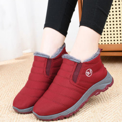 雪地靴女冬季加絨防水防滑中老年人棉鞋保暖媽媽鞋軟底老北京布鞋