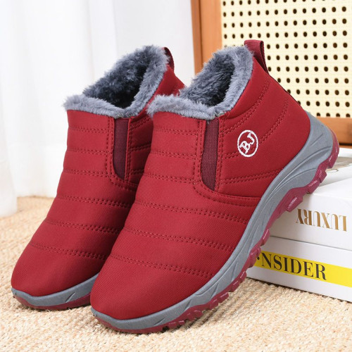 雪地靴女冬季加絨防水防滑中老年人棉鞋保暖媽媽鞋軟底老北京布鞋