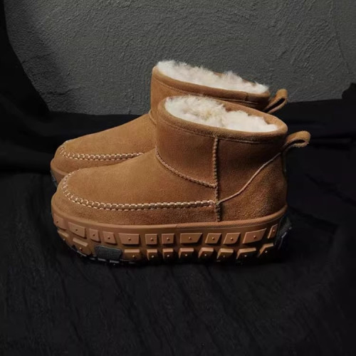 厚底雪地靴女款2025冬季新款低幫短筒加絨加厚保暖內增高休閒棉鞋