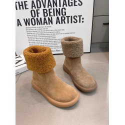 平底雪地靴女款加絨勃肯鞋棉靴子2026新款冬季保暖兩穿中筒靴棉鞋