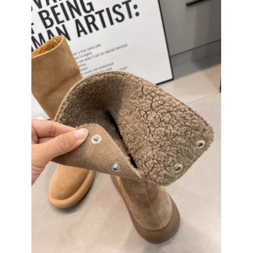 平底雪地靴女款加絨勃肯鞋棉靴子2026新款冬季保暖兩穿中筒靴棉鞋