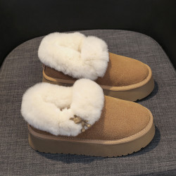 爆款奶白雪地靴女冬2026新款百搭毛毛鞋厚底加絨保暖雪地棉鞋學生