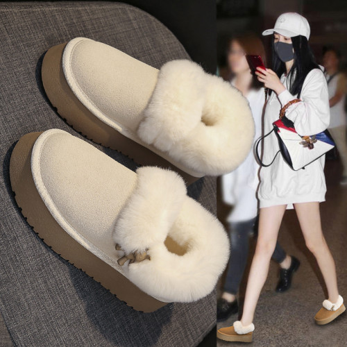 爆款奶白雪地靴女冬2026新款百搭毛毛鞋厚底加絨保暖雪地棉鞋學生