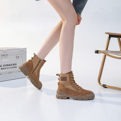 帆布馬丁靴女2026新款夏季薄款復古戶外登山鞋沙漠靴真皮厚底短靴