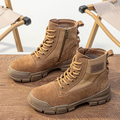 帆布馬丁靴女2026新款夏季薄款復古戶外登山鞋沙漠靴真皮厚底短靴