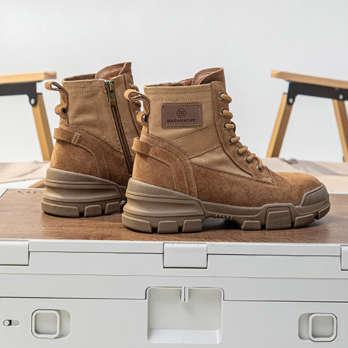 帆布馬丁靴女2026新款夏季薄款復古戶外登山鞋沙漠靴真皮厚底短靴