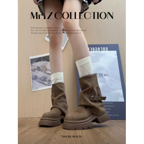 棕色厚底馬丁靴女款2025新款秋冬加絨增高褲琯英倫風美拉德短靴子