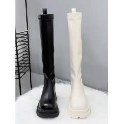 白色增高6cm小個子不過膝長靴女2025新款秋冬加絨靴子平口長筒靴