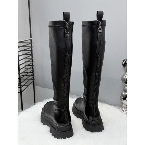 白色增高6cm小個子不過膝長靴女2025新款秋冬加絨靴子平口長筒靴