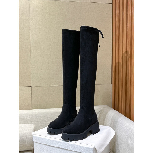 胖MM彈力瘦瘦靴黑色過膝長靴女長筒靴加絨大筒圍高筒靴大碼女靴41