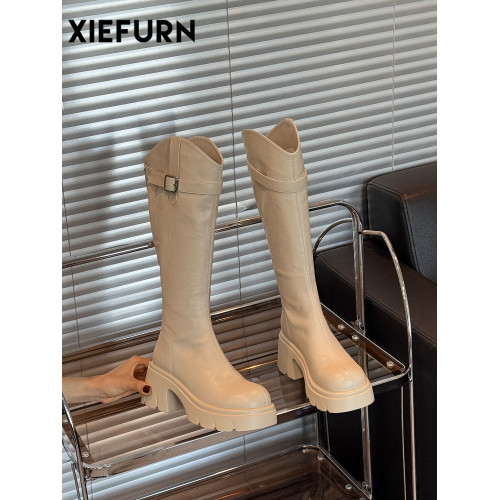 鞋夫人秋季新款v口長筒靴不過膝厚底增高時裝靴不掉筒騎士靴