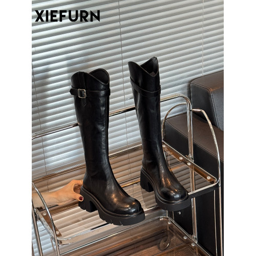 鞋夫人秋季新款v口長筒靴不過膝厚底增高時裝靴不掉筒騎士靴