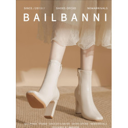 超軟真皮法式高跟小短靴女2025年秋冬方頭皮靴瘦瘦靴小個子單靴子