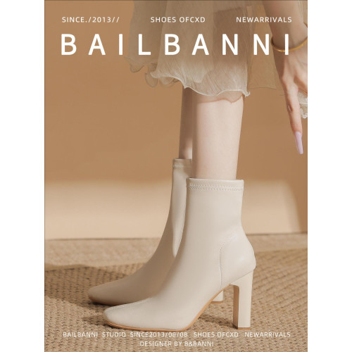 超軟真皮法式高跟小短靴女2025年秋冬方頭皮靴瘦瘦靴小個子單靴子