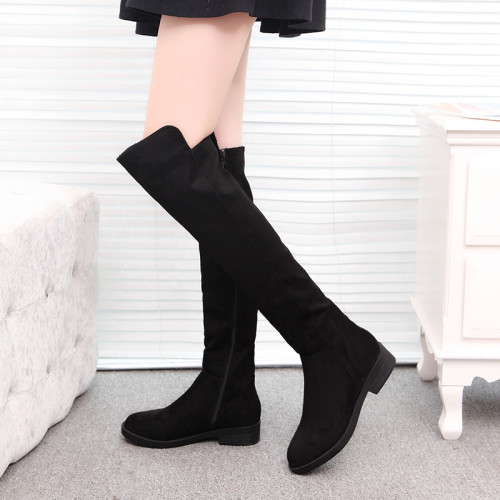 過膝長筒靴女2022秋冬新款粗跟單靴歐貨ins時尚瘦瘦高筒靴女加絨