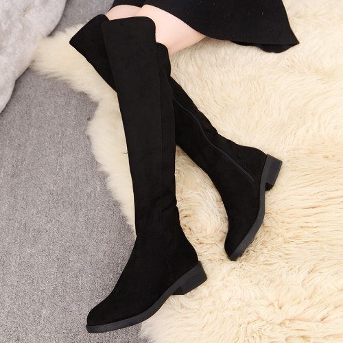 過膝長筒靴女2022秋冬新款粗跟單靴歐貨ins時尚瘦瘦高筒靴女加絨