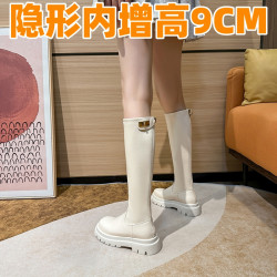 內增高9CM長筒靴小個子2026年新款秋冬厚底真皮高筒靴騎士靴長靴