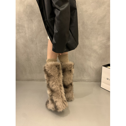 內增高加絨加厚雪地靴女鞋2025新款秋冬季保暖毛毛鞋網紅中筒長靴