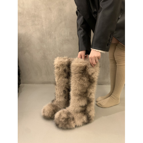 內增高加絨加厚雪地靴女鞋2025新款秋冬季保暖毛毛鞋網紅中筒長靴