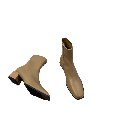 白色高跟方頭瘦瘦法式小短靴女鞋2025新款秋冬季加絨棕色馬丁靴子 白色高跟方頭瘦瘦法式小短靴女鞋2025新款秋冬季加絨棕色馬丁靴子