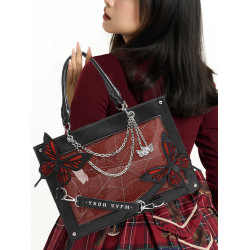 次域原創痛包迷宮蝴蝶單肩斜背Lolita哥特蛛網痛暗黑系吧唧托特包