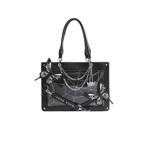 次域原創痛包迷宮蝴蝶單肩斜背Lolita哥特蛛網痛暗黑系吧唧托特包