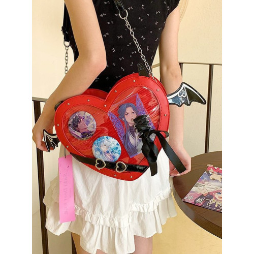 Coreland小食量愛心痛包y2k風日系二次元斜後後背包小衆設計單肩包包 Coreland小食量愛心痛包y2k風日系二次元斜後後背包小衆設計單肩包包