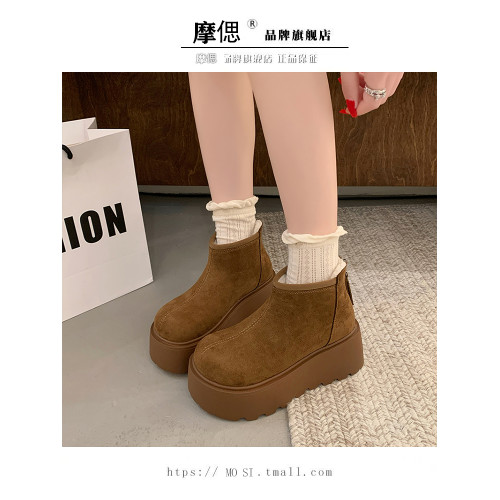 增高厚底雪地靴女款加絨勃肯鞋短靴2026新款冬季加厚保暖東北棉鞋