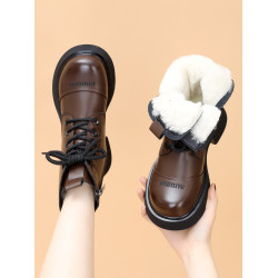 東北大棉鞋羊毛雪地靴女冬季皮毛一體加厚加絨短靴歐貨馬丁靴棉靴