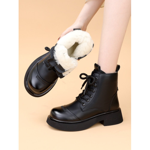 東北大棉鞋羊毛雪地靴女冬季皮毛一體加厚加絨短靴歐貨馬丁靴棉靴