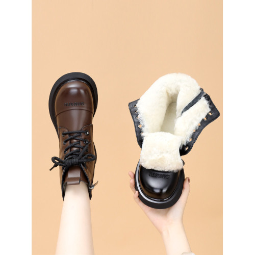 東北大棉鞋羊毛雪地靴女冬季皮毛一體加厚加絨短靴歐貨馬丁靴棉靴