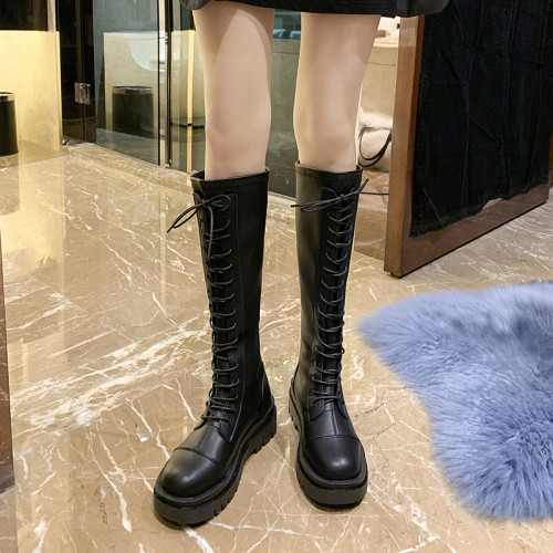 長筒靴女2025新款秋冬瘦瘦高筒厚底長靴白色加絨小個子騎士靴子鞋