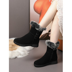 軟底真皮雪地靴女平底厚底短靴加絨加厚東北大棉鞋防滑冬季女靴子