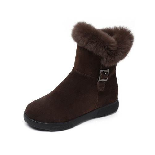 軟底真皮雪地靴女平底厚底短靴加絨加厚東北大棉鞋防滑冬季女靴子