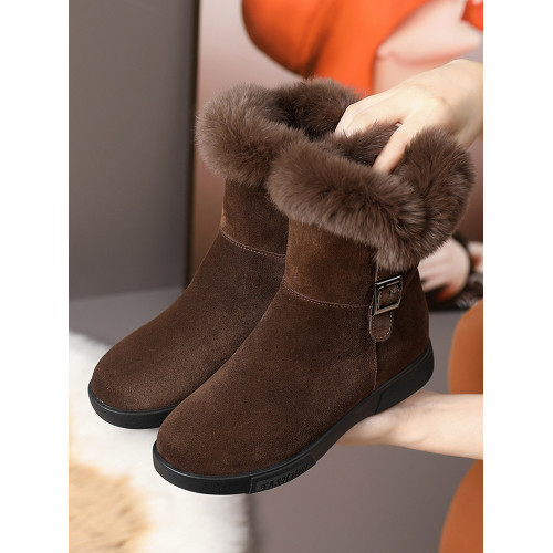 軟底真皮雪地靴女平底厚底短靴加絨加厚東北大棉鞋防滑冬季女靴子