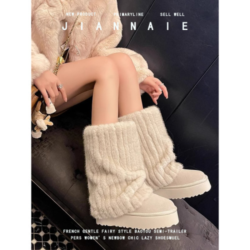 雪地靴女2025冬新款厚底中筒保暖加絨毛毛褲琯靴子大碼女靴41-43 雪地靴女2025冬新款厚底中筒保暖加絨毛毛褲琯靴子大碼女靴41-43