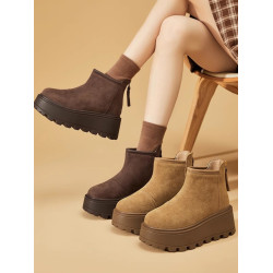 品牌特賣厚底雪地靴女冬季2025新款皮毛一體保暖棉鞋真皮加絨短靴