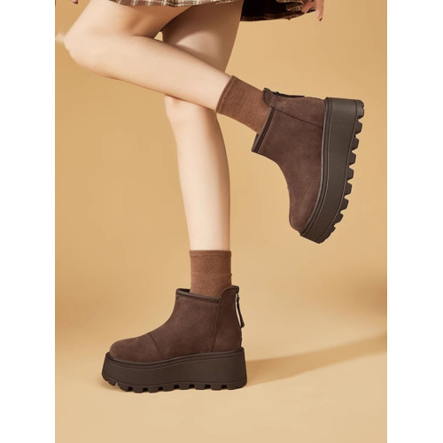 品牌特賣厚底雪地靴女冬季2025新款皮毛一體保暖棉鞋真皮加絨短靴