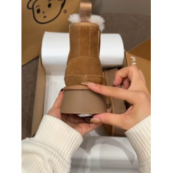 磨砂皮厚底雪地靴女冬2025新款復古顯瘦增高馬丁靴加絨保暖棉鞋子