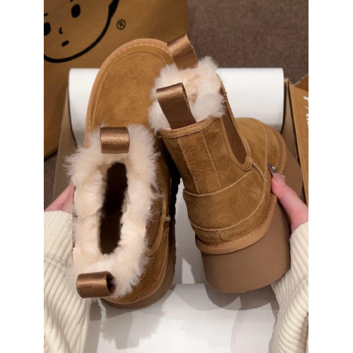 磨砂皮厚底雪地靴女冬2025新款復古顯瘦增高馬丁靴加絨保暖棉鞋子