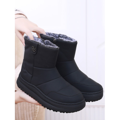 冬季雪地靴女加絨加厚防水防滑老北京布鞋厚底麵包鞋媽媽保暖棉鞋